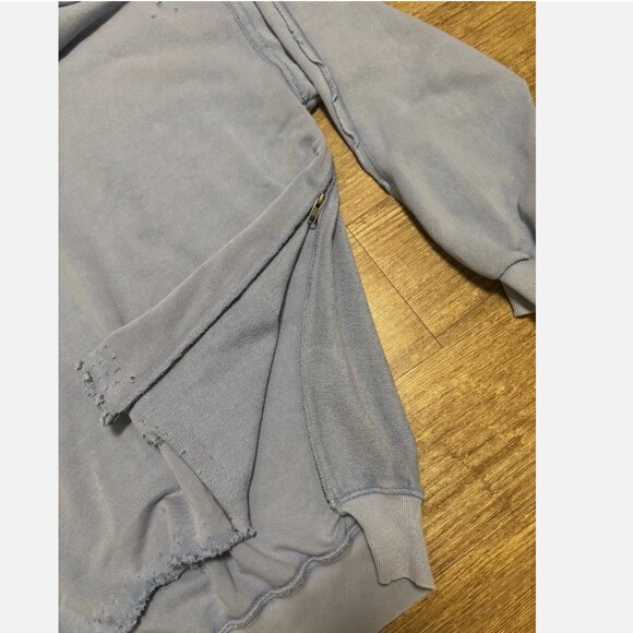 Free People Distressed Hoodie Pullover Slouchy Blue Womens M - Picture 5 of 8
